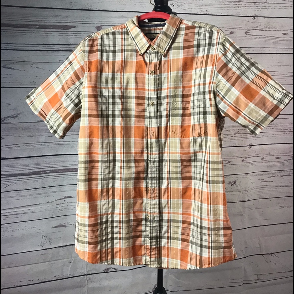 G.H. Bass & Co Mens Button down size LG orange/tan